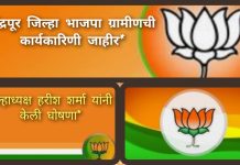 *चंद्रपूर जिल्हा भाजपा ग्रामीणची कार्यकारिणी जाहीर*