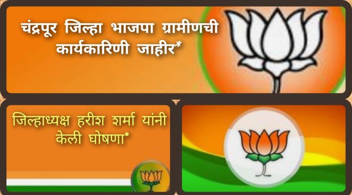 *चंद्रपूर जिल्हा भाजपा ग्रामीणची कार्यकारिणी जाहीर*